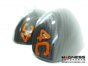 Alfa Romeo 4C Mirror Covers - Carbon Fiber - Full Replacements - Orange 4C 
